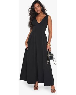 Boohoo Structured Skater Maxi Dress - Black