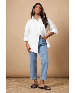 Oasis Denim Pleat Front Mom Jean - Blue