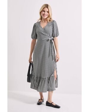 Dorothy Perkins Puff Sleeve Wrap Front Midi Dress - Green