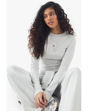 Boohoo Dsgn Label Long Sleeve Fitted Top - Gray