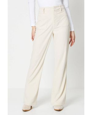 Oasis Cord High Waist Wide Leg Trouser - White