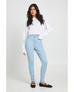 Boohoo Butt Shaper High Rise Skinny Jeans - Blue