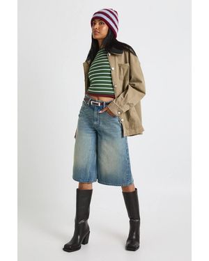 Boohoo Longline Denim Jort - Blue