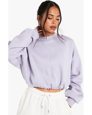 Boohoo Sudadera Crop Con Pompones En El Filo - Morado