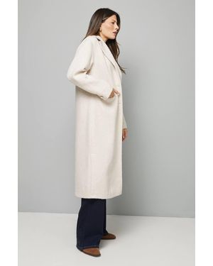 Wallis Collared Cuff Detail Maxi Coat - Natural