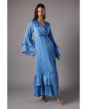 Coast Flute Sleeve Jacquard Maxi Dress - Blue