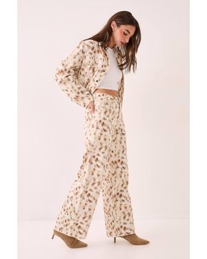 Nasty Gal Deer Print Denim Barrel Leg Jean - Natural