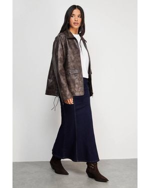 Warehouse Denim Fishtail Midi Skirt - Blue