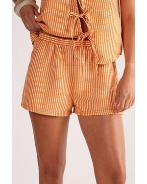 Nasty Gal Textured Stripe Boxer Shorts - Orange