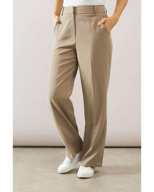 Wallis High Waist Straight Leg Trouser - Natural