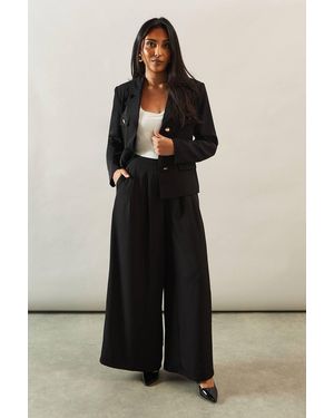 Wallis Petite Fluid Wide Leg Trouser - Black