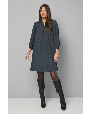Wallis Chain Print Lace Insert Shift Dress - Gray