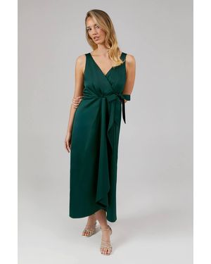 Oasis Wrap Top Satin Bridesmaid Midaxi Dress in Black | Lyst