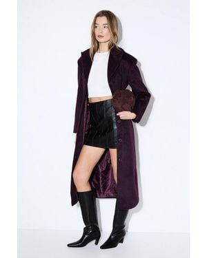 MissPap Brushed Wool Look Belted Coat - Black