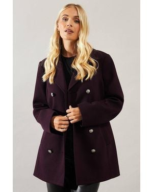Wallis Petite Military Pea Coat - Blue
