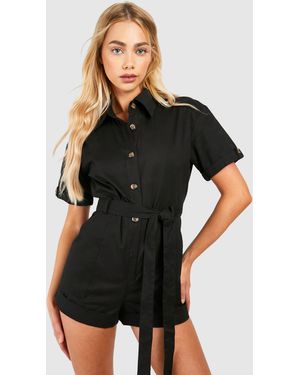 Boohoo Utility Cargo Playsuit - Black