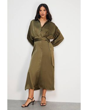 slim fit dress slacks Kelly Green Cotton Linen Blend Mini Dress - Shirt Dresses main image 0