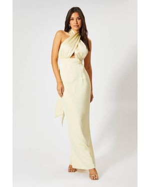 MissPap Satin Wrap Multi Way Maxi Dress - Natural