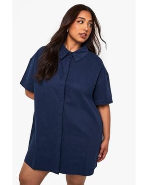 Boohoo Plus Twill Shift Dress - Blue
