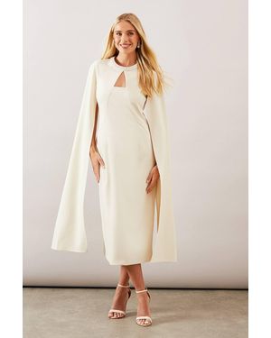 Wallis Petite Embellished Seam Detail Cape Sleeve Dress - Yellow