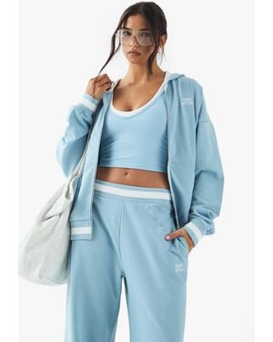 DSGN Studio Contrast Hoodie Zip Through Hoodie - Blue