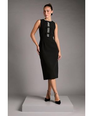 Coast Sleeveless Crepe Midi Dress With Diamante Bow Detail - Brown