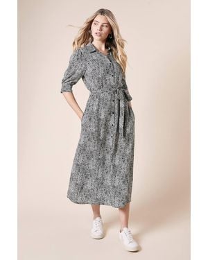 Dorothy Perkins Mono Print Midi Shirt Dress - Gray