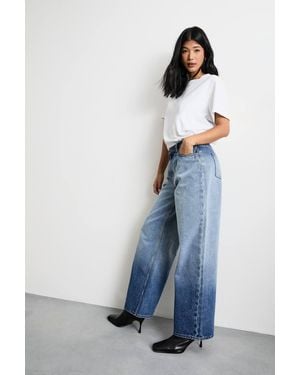 Warehouse Ombre Wide Leg Denim Jean Co-Ord - Blue