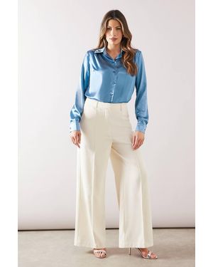 Wallis Button Front Satin Shirt - Blue
