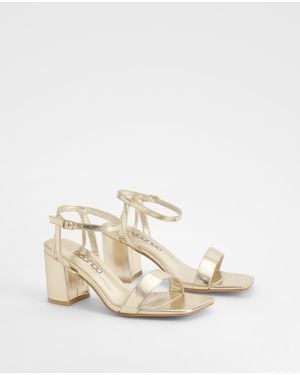 Boohoo Square Toe Block Heel Two Part Heels - Natural