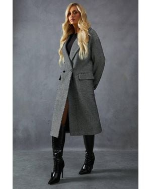 MissPap Wool Look Textured Coat - Gray