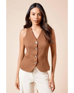 Dorothy Perkins Tailored Button Detail Waistcoat - Natural