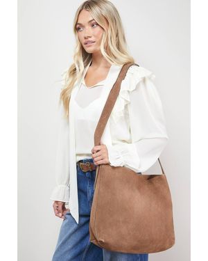 Oasis Carlie Suede Slouch Tote Bag - White