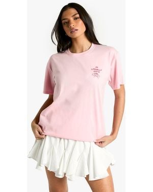 Boohoo Im Literally Just A Girl Slogan Oversized T-Shirt - Pink