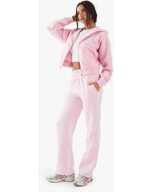 DSGN Studio Contrast Script Double Waistband Straight Leg Jogger - Pink