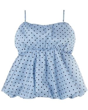 Nasty Gal Plus Flocked Polka Dot Bubble Hem Longline Cami Top - Blue