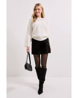 Dorothy Perkins Ivory Scattered Sparkle Sweater - White