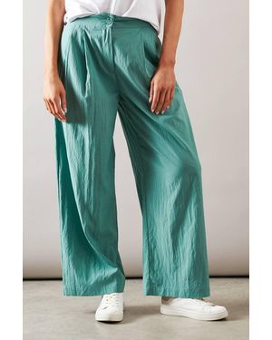Wallis Wide Leg Pleat Detail Trouser - Green