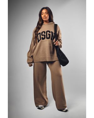 Boohoo Plus Dsgn Studio Hoodie And Wide Leg Trouser Co-Ord - Natural
