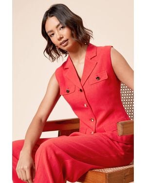 Dorothy Perkins Pocket Detail Utility Waistcoat - Red