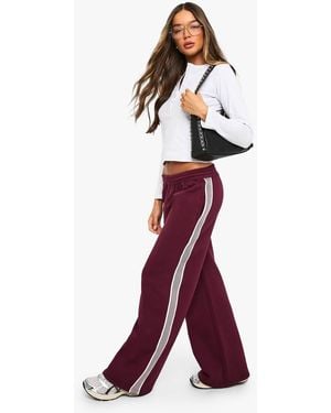 Boohoo Side Stripe Tape Wide Leg Jogger - Red