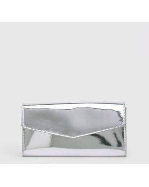 Boohoo Structured Fold Over Clutch Bag - Gray