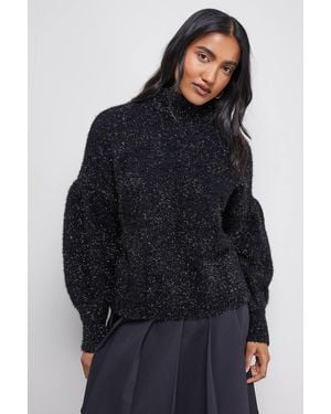 Warehouse Tinsel Cropped Sweater - Blue