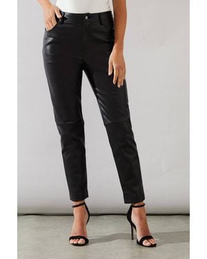 Wallis Petite Faux Leather Jeans - Black