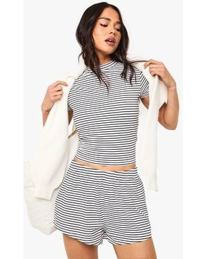 Boohoo Striped Cap Sleeve Top - Gray