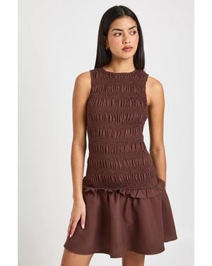 Boohoo Shirred Racer Neck Smock Dress - Black