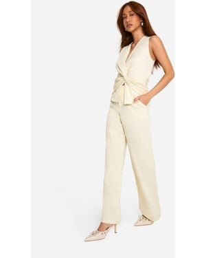 Boohoo High Waisted Wide Leg Trouser - White
