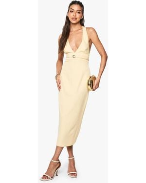 Boohoo Tailored Buckle Detail Halter Neck Midi Dress - White