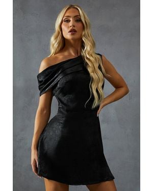 MissPap Off Shoulder Tie Side Mini Dress - Black