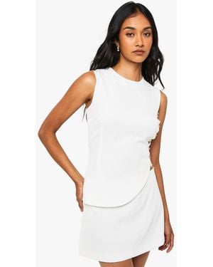 Boohoo Studded Asymmetric Tailored Top - White